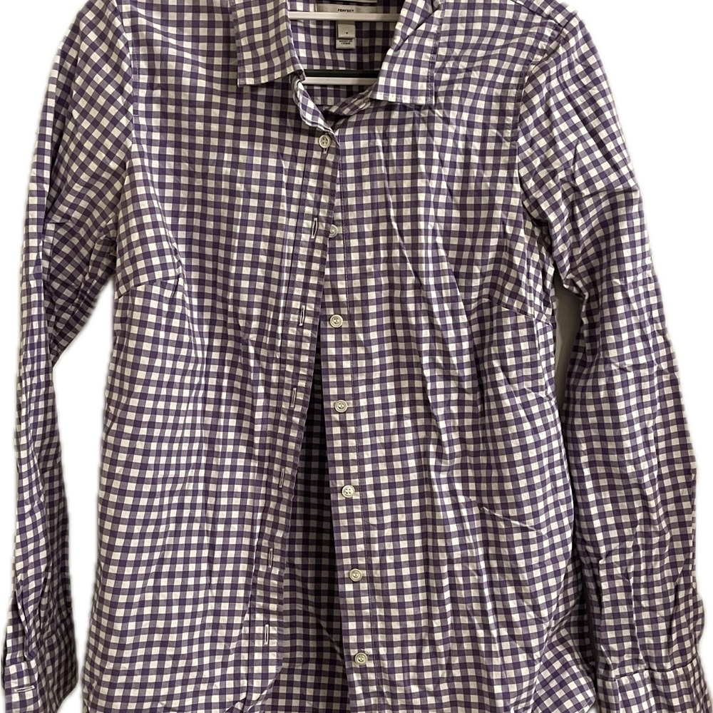 J Crew 100% Cotton Women’s Purple Checkered Shirt Size 2